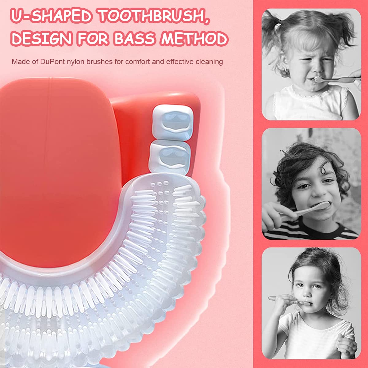 HANNEA Electric Toothbrush For Kids with 3 Brush Head, Soft Dupont Kids Electric Toothbrush with LED Light Design, Battery Powered U Shaped Toothbrush For Kids, Automatic Brush for Kid 8-12, 2-5 HANNEA Electric Toothbrush For Kids with 3 Brush Head, Soft Dupont Kids Electric Toothbrush with LED Light Design, Battery Powered U Shaped Toothbrush For Kids, Automatic Brush for Kid 8-12, 2-5